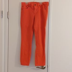 J crew orange toothpick skinny jeans size 29